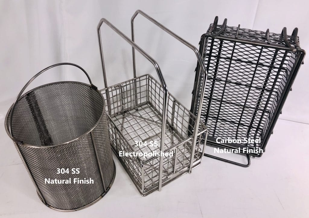 metal finish on baskets